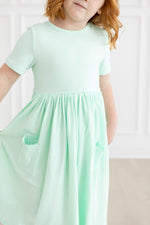 Mila & Rose ® Pastel Green Short Sleeve Pocket Twirl Dress For Toddlers - Everetts Place Boutique - 