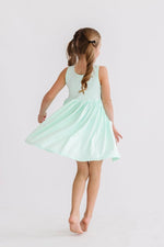 Mila & Rose ® Pastel Green Tank Pocket Twirl Dress For Girls Everyday - Everetts Place Boutique - 