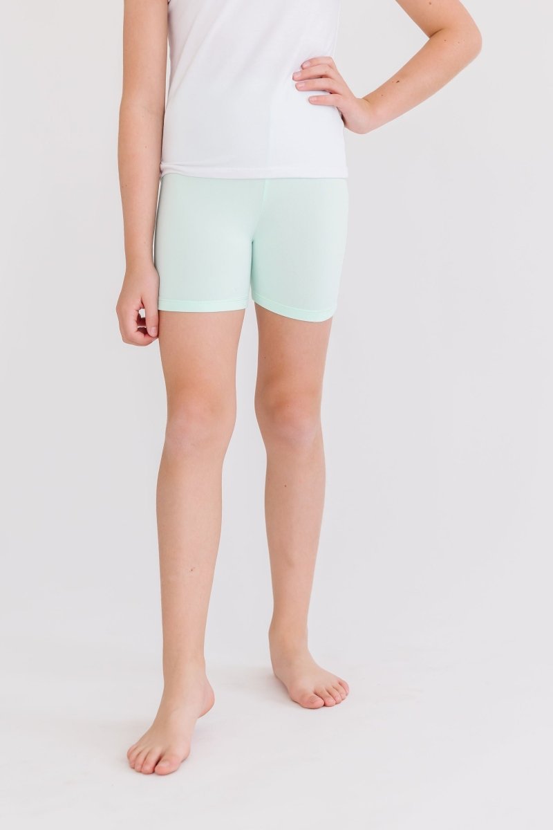 Mila & Rose ® Pastel Green Twirl Shorts For Girls High Waisted Layering - Everetts Place Boutique - 