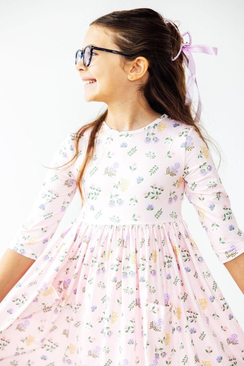 Mila & Rose ® Pastel Petals Twirl Dress Three Quarter Sleeve Mila Rose - Everetts Place Boutique - 