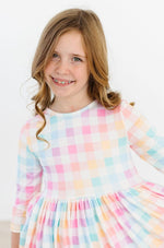 Mila & Rose ® Pastel Plaid Twirl Dress With 3/4 Sleeves And Pocket - Everetts Place Boutique - 