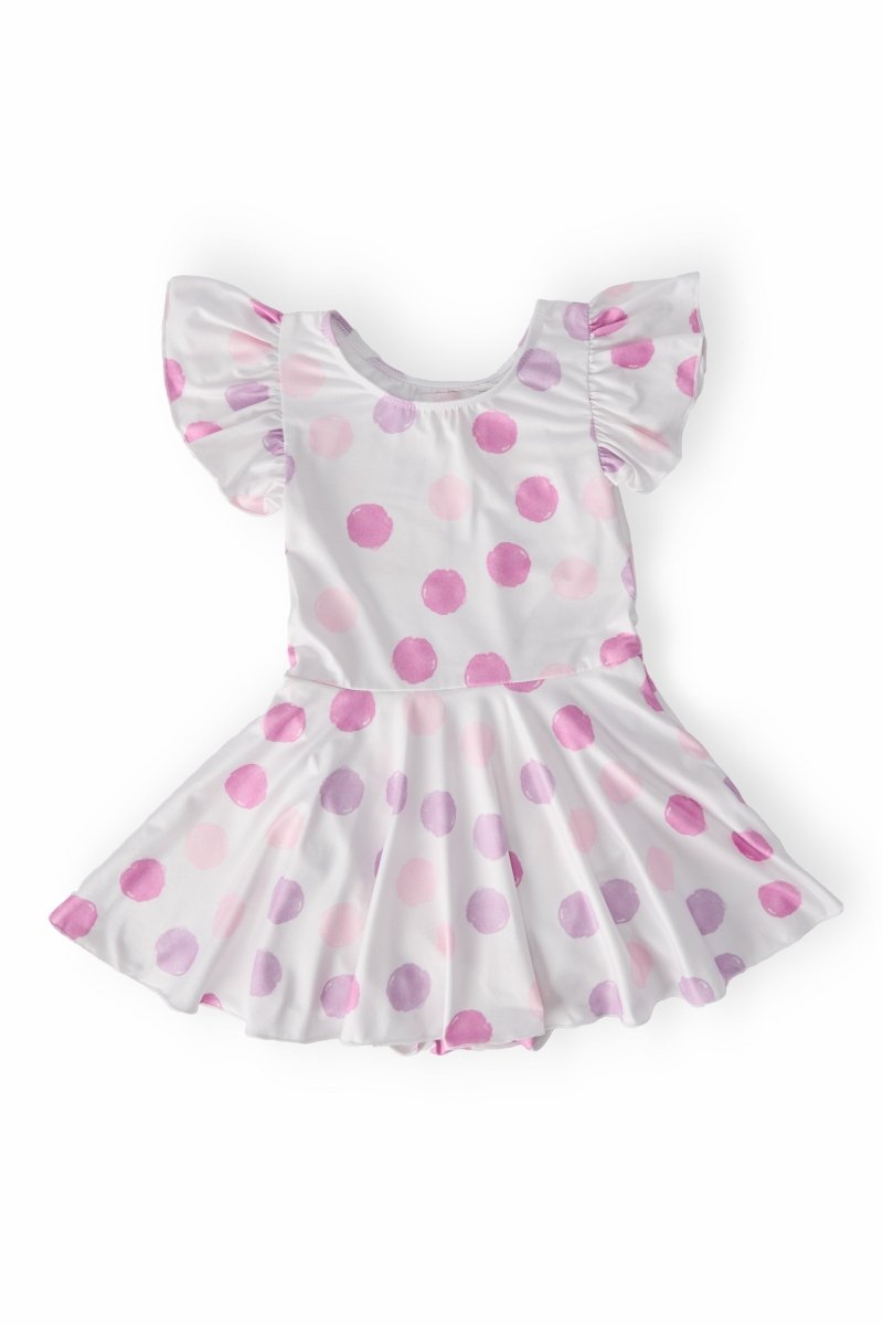Mila & Rose ® Pastel Polka Dot Short Sleeve Twirl Leotard For Girls - Everetts Place Boutique - 