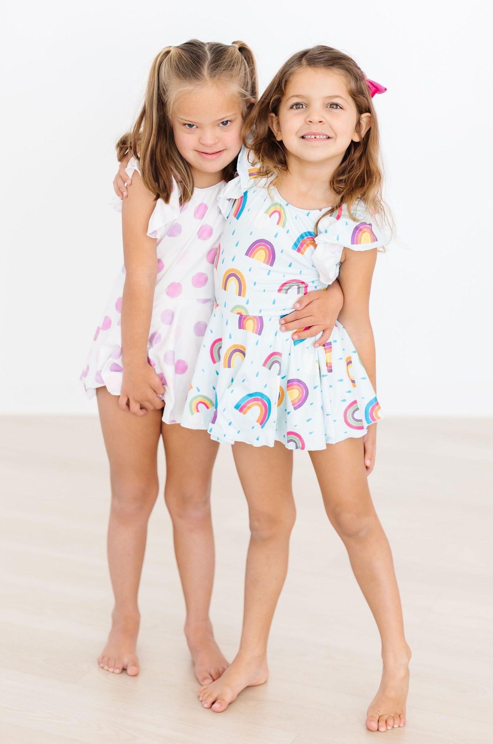 Pastel Polka Dot Short Sleeve Twirl Leotard For Girls Mila & Rose ® Everetts Place: Online Boutique