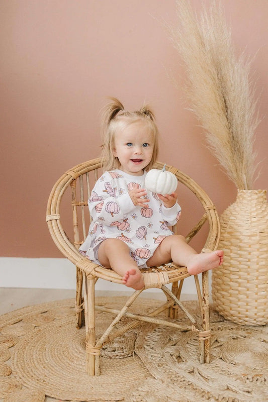 Pastel Pumpkins Bamboo Bubble Romper For Newborns Toddlers Little Joy Co. Everetts Place: Online Boutique