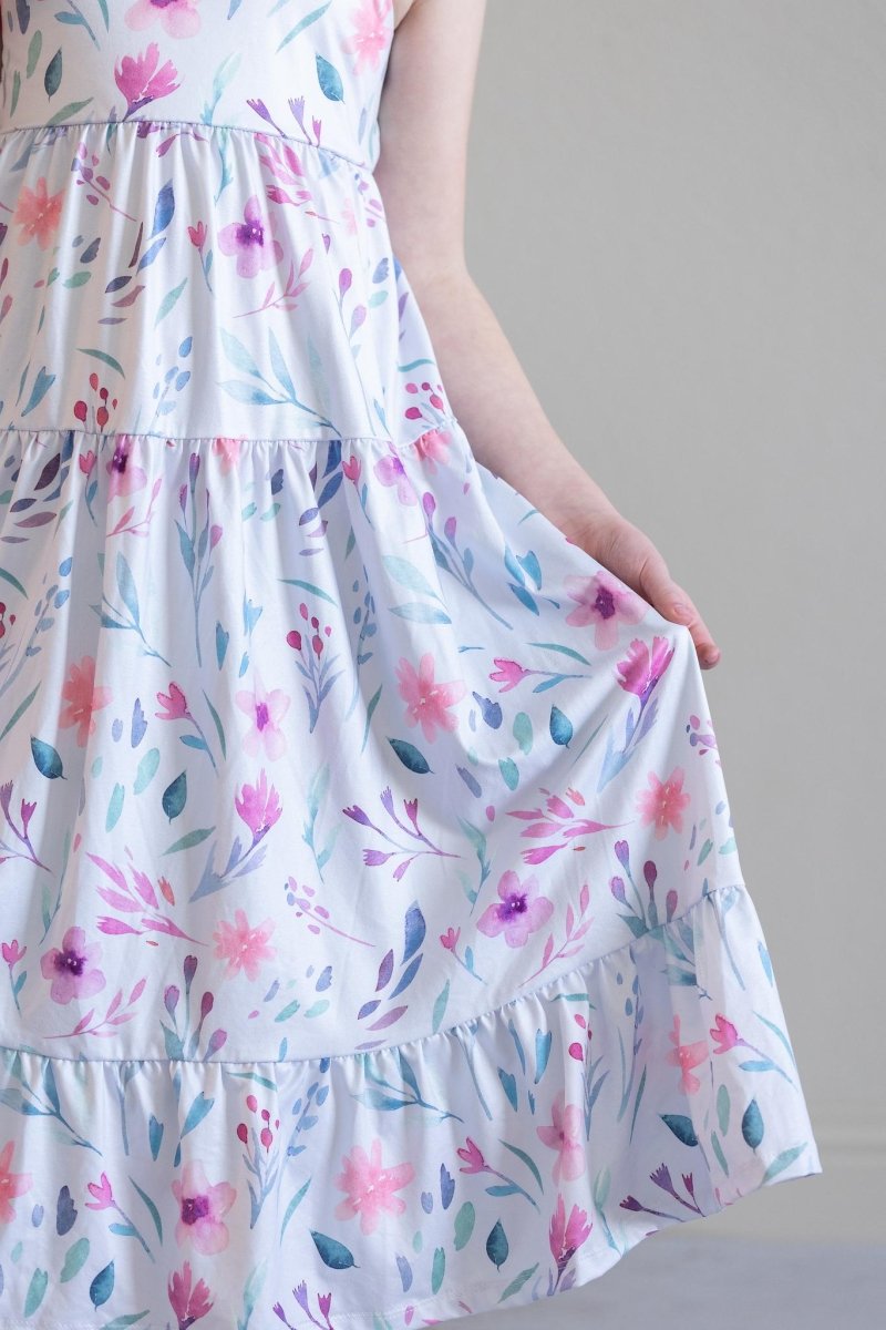 Mila & Rose ® Pastel Wildflowers Ruffle Maxi Dress Summer Floral Print - Everetts Place Boutique - 
