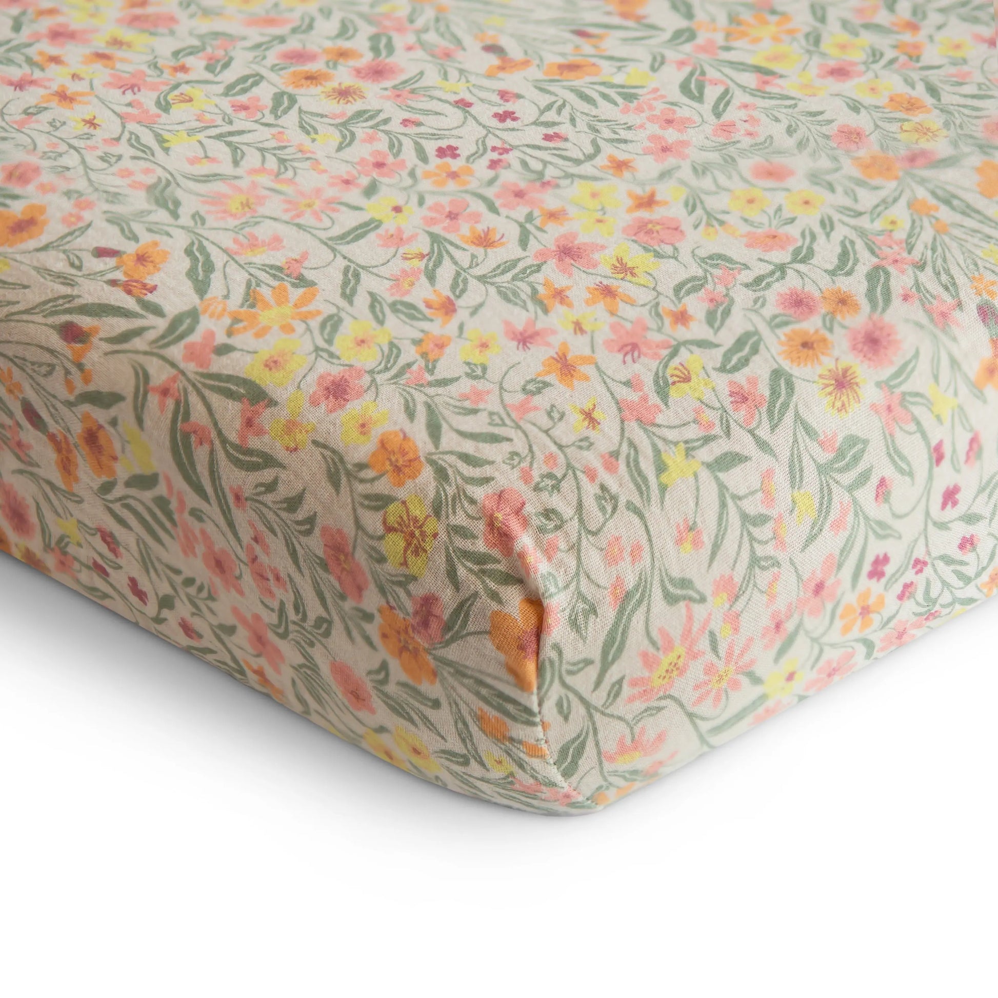 Mini Muslin Crib Sheet 100 Percent Cotton Extra Soft Breathable Fabric Full Elastic Edges Pre-Washed For Softness Mushie
