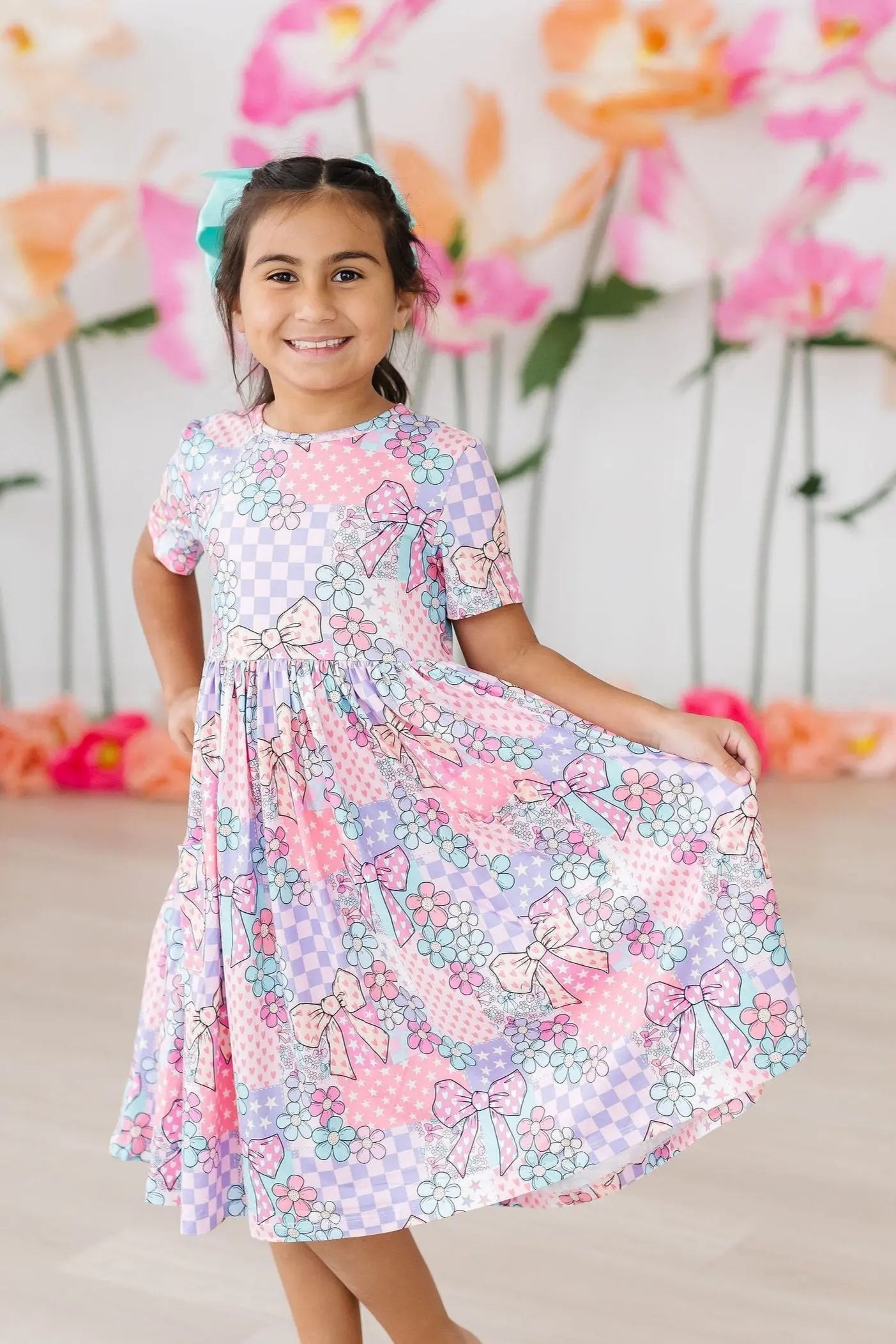 Patchwork Princess Short Sleeve Pocket Twirl Party Dress Mila & Rose ® Everetts Place: Online Boutique