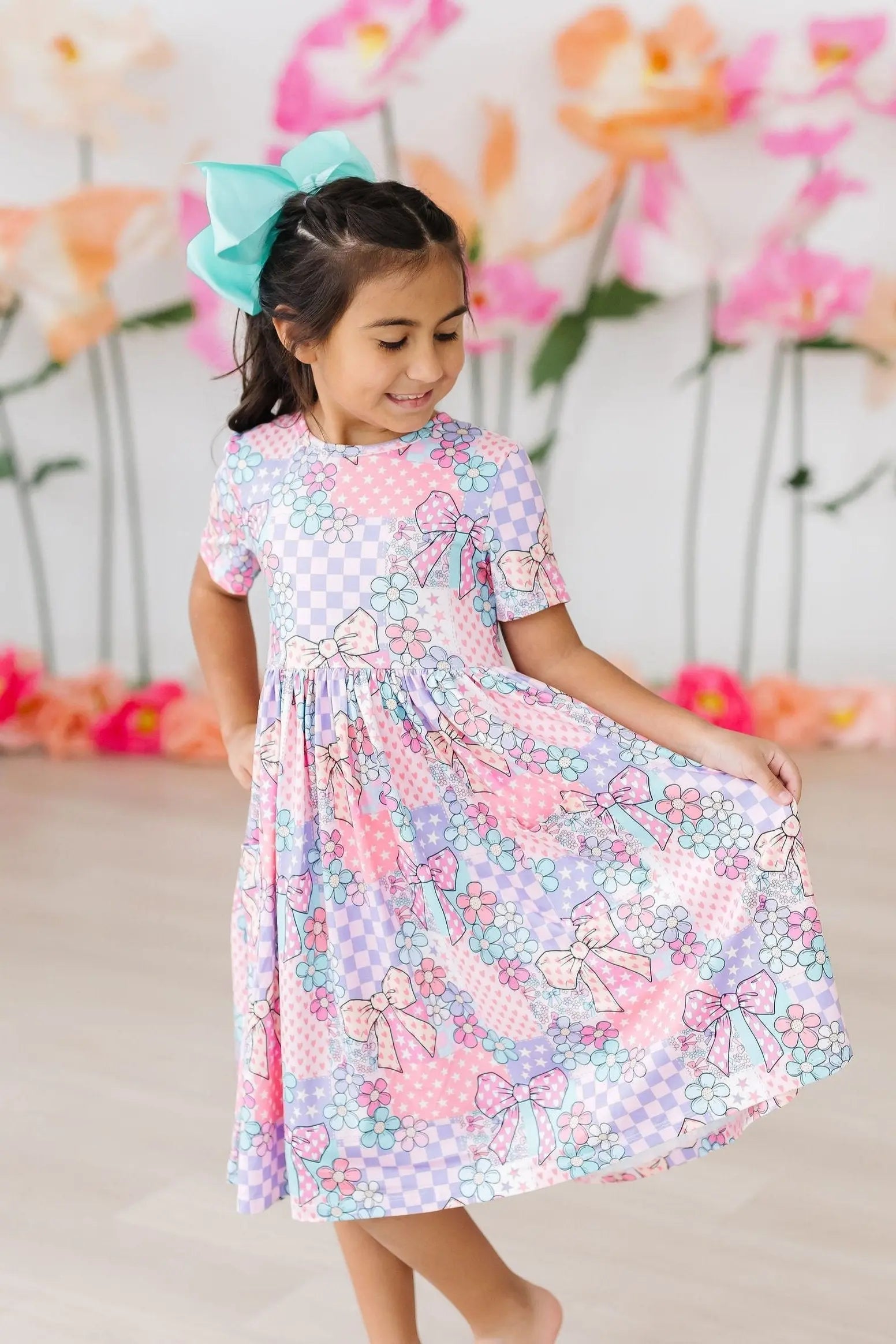 Patchwork Princess Short Sleeve Pocket Twirl Party Dress Mila & Rose ® Everetts Place: Online Boutique