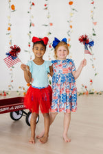 Patriotic Patchwork Short Sleeve Pocket Twirl Dress Mila & Rose ® Everetts Place: Online Boutique
