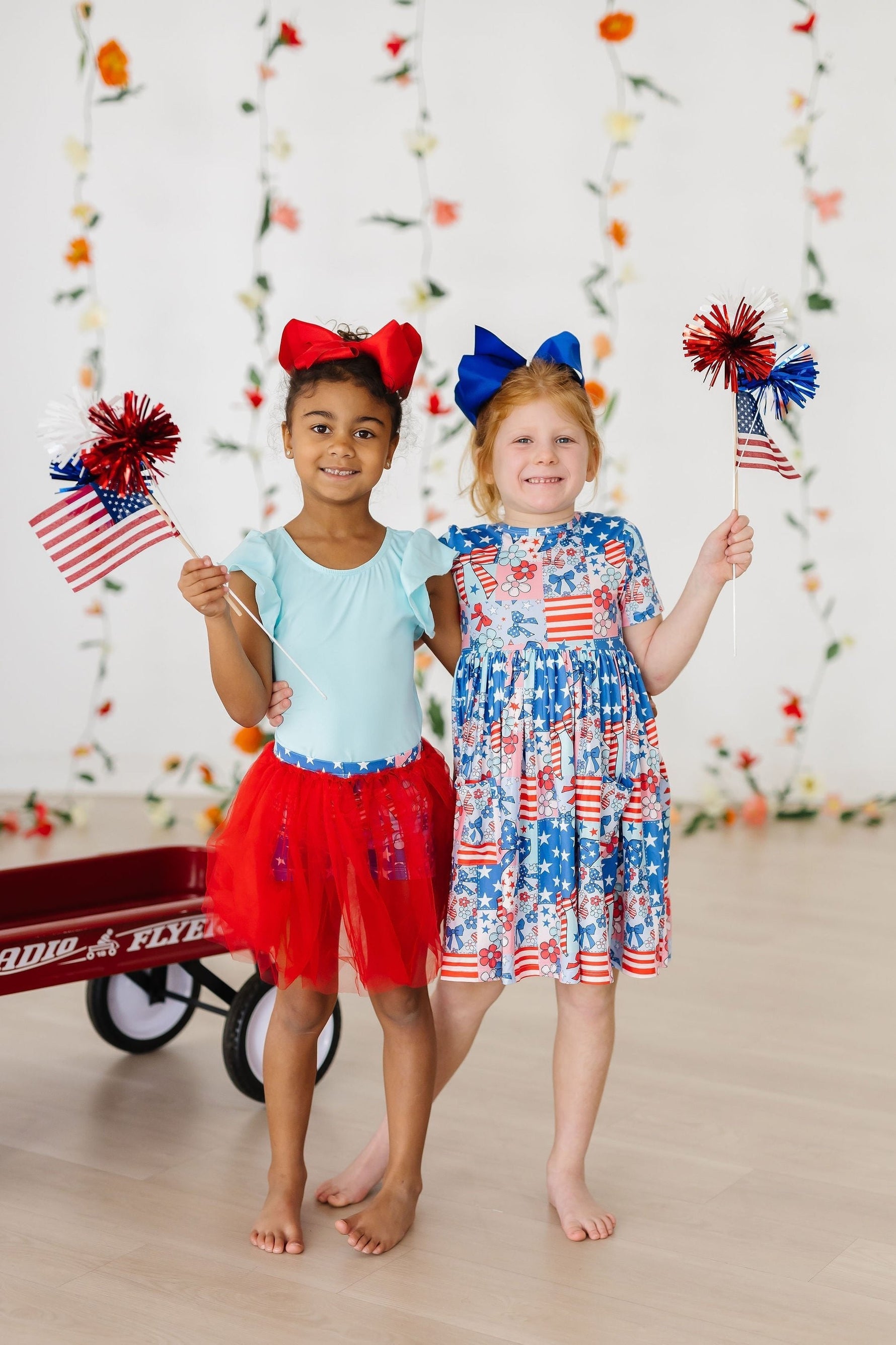 Patriotic Patchwork Short Sleeve Pocket Twirl Dress Mila & Rose ® Everetts Place: Online Boutique