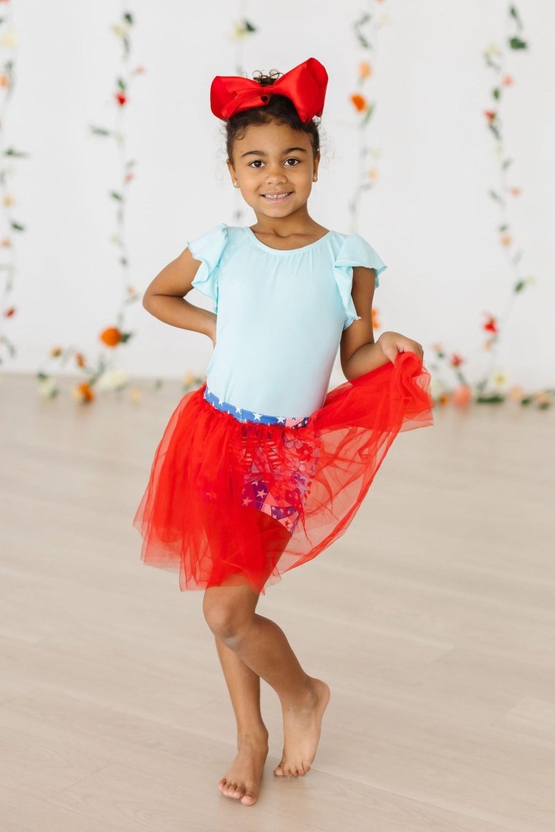 Mila & Rose ® Patriotic Patchwork Tutu Shorts For Girls Playwear Everyday - Everetts Place Boutique - 