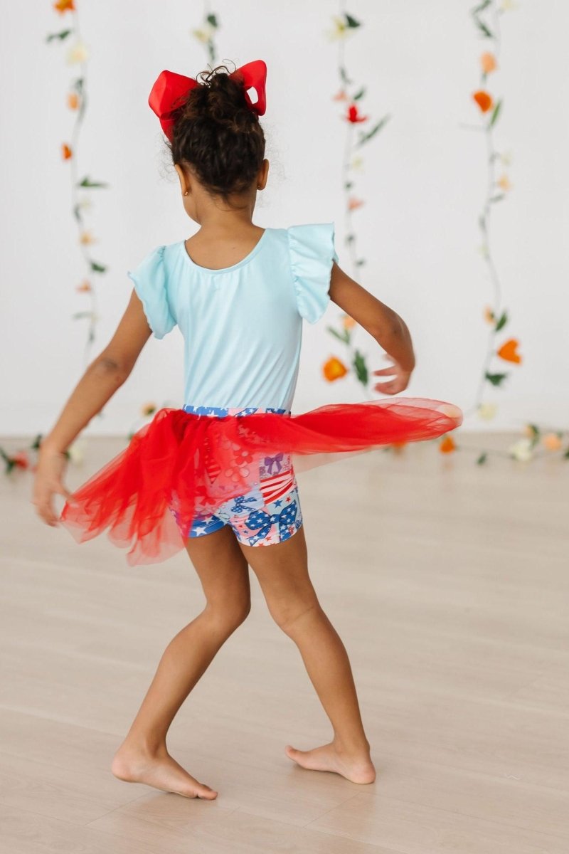 Mila & Rose ® Patriotic Patchwork Tutu Shorts For Girls Playwear Everyday - Everetts Place Boutique - 