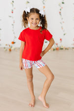 Patriotic Plaid Twirl Shorts High Waisted For Layering Mila & Rose ® Everetts Place: Online Boutique