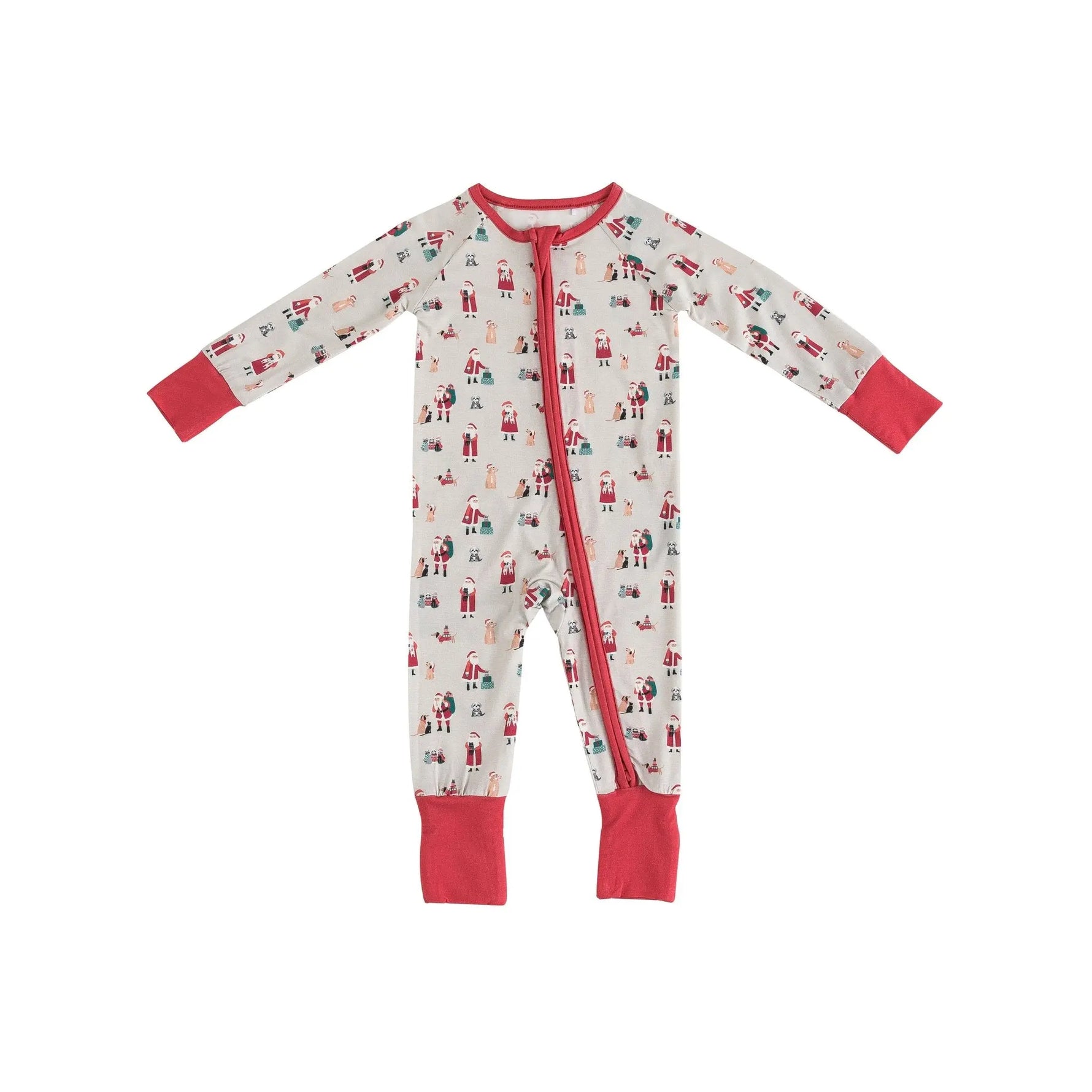 Dreamlet Paws And Claus Convertible Zip Footies 12-18M Bamboo - Apparel & Accessories > Clothing > Baby & Toddler Clothing > Baby & Toddler Sleepwear Convertible Zip Footies