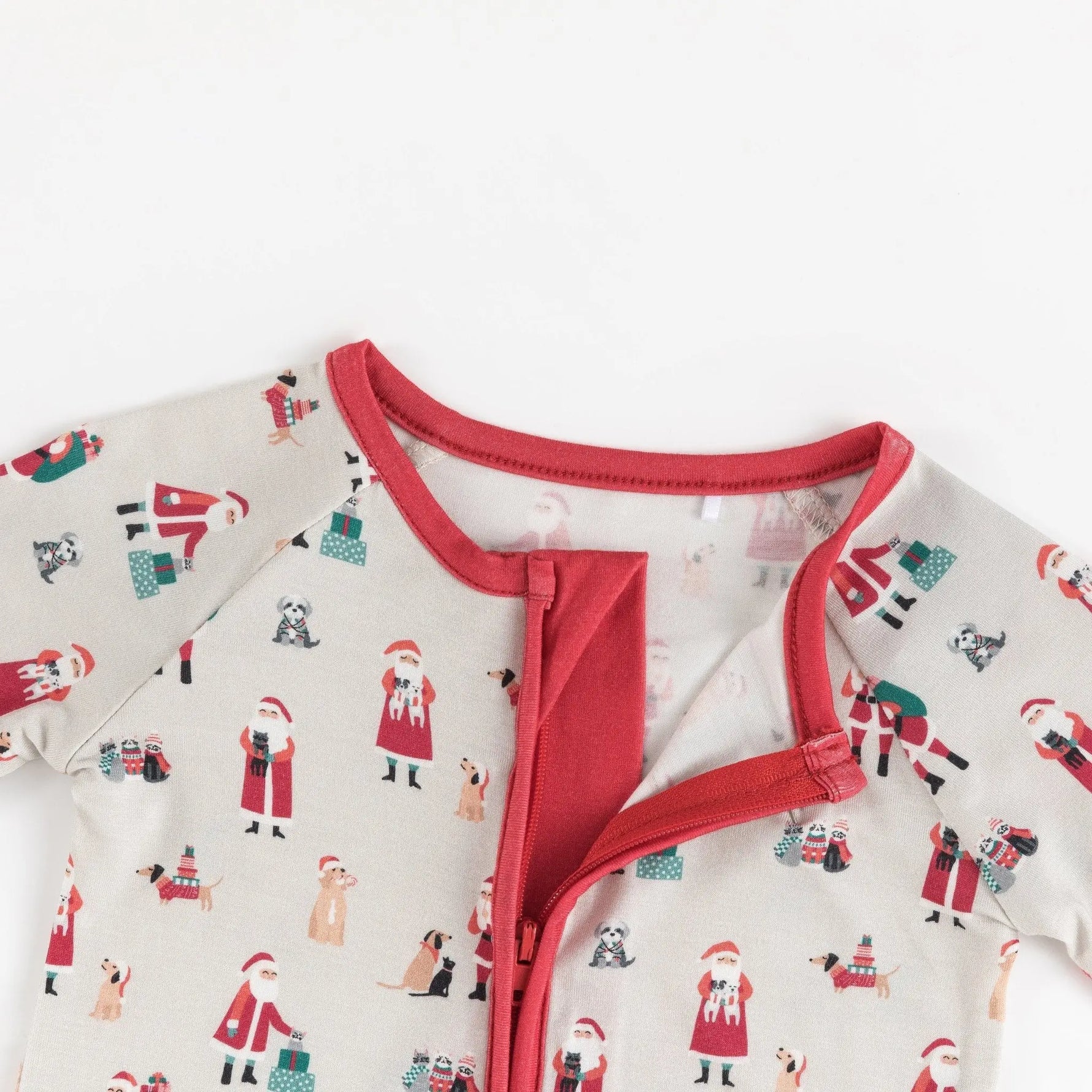 Dreamlet Paws And Claus Convertible Zip Footies 12-18M Bamboo - Apparel & Accessories > Clothing > Baby & Toddler Clothing > Baby & Toddler Sleepwear Convertible Zip Footies