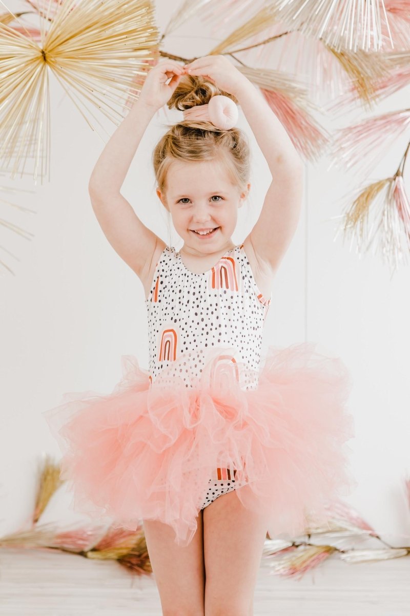 Mila & Rose ® Peach Rainbow Tank Tutu Leotard For Girls Dancewear - Everetts Place Boutique - 