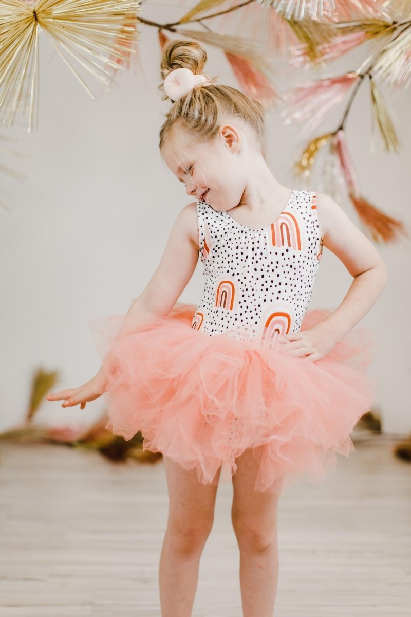 Mila & Rose ® Peach Rainbow Tank Tutu Leotard For Girls Dancewear - Everetts Place Boutique - 