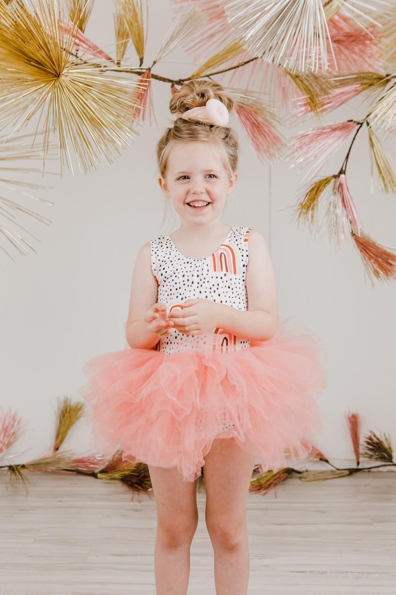 Mila & Rose ® Peach Rainbow Tank Tutu Leotard For Girls Dancewear - Everetts Place Boutique - 