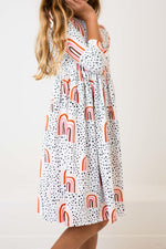 Peach Rainbow Three Quarter Sleeve Twirl Dress With Pocket Mila & Rose ® Everetts Place: Online Boutique