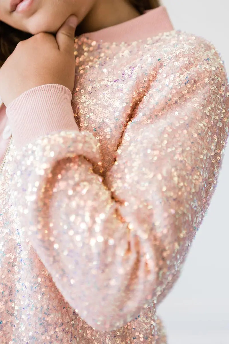 Peach Sequin Jacket For Girls By Mila And Rose Sparkles Mila & Rose ® Everetts Place: Online Boutique