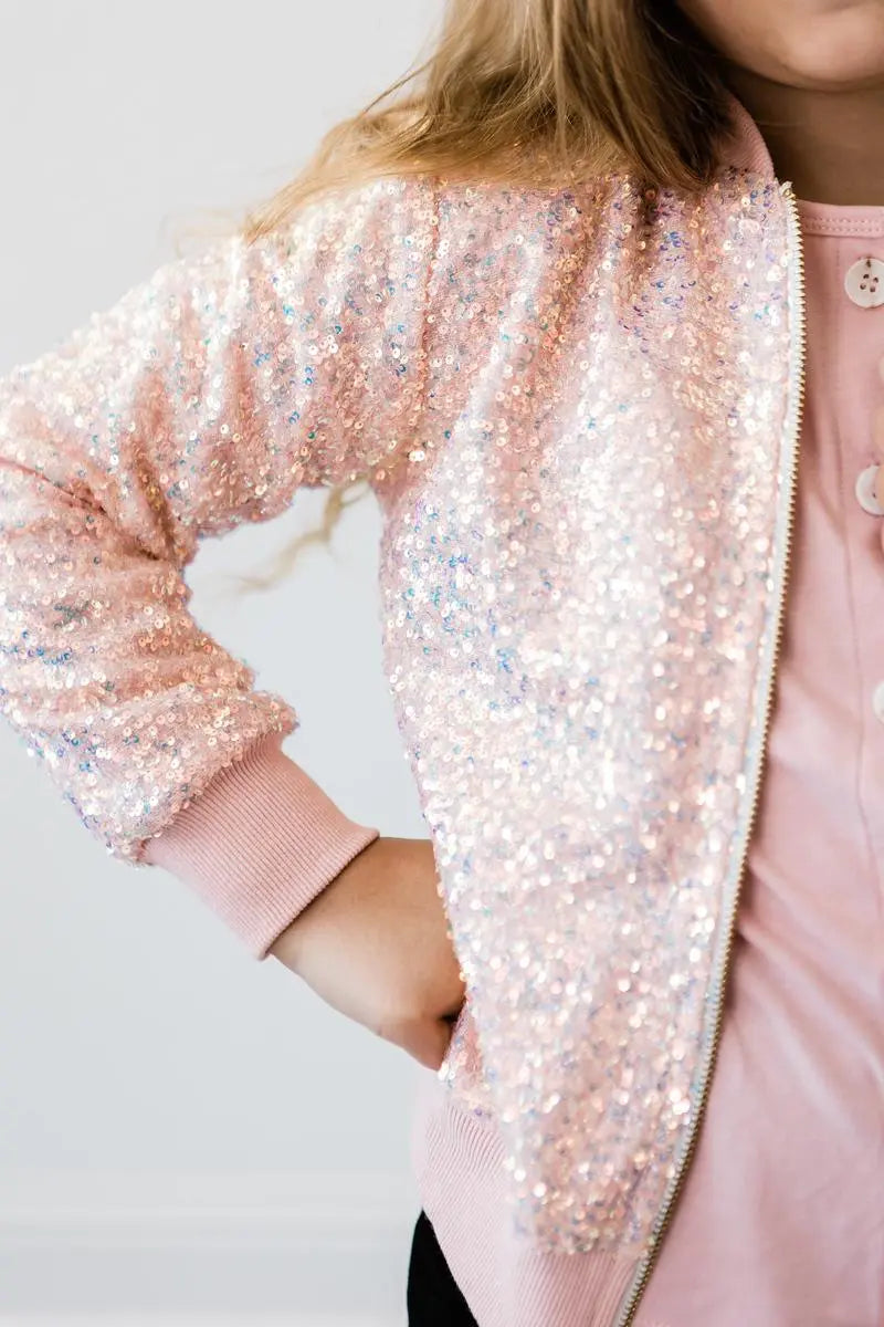 Peach Sequin Jacket For Girls By Mila And Rose Sparkles Mila & Rose ® Everetts Place: Online Boutique