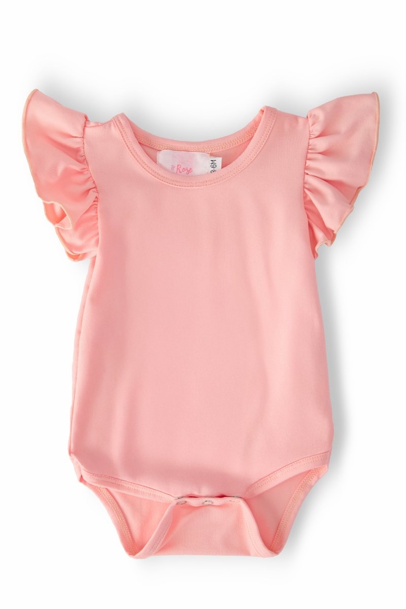 Mila & Rose ® Peach Short Sleeve Flutter Bodysuit By Mila And Rose - Everetts Place Boutique - 