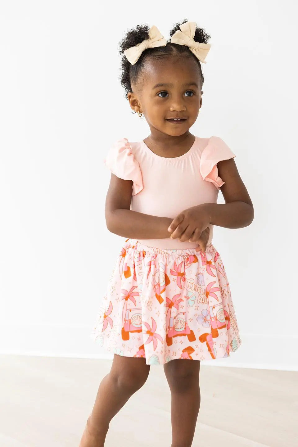 Peach Short Sleeve Flutter Leotard For Toddlers Dance Class Mila & Rose ® Everetts Place: Online Boutique