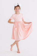 Peach Short Sleeve Pocket Twirl Dress for Cute Toddlers Mila & Rose ® Everetts Place: Online Boutique