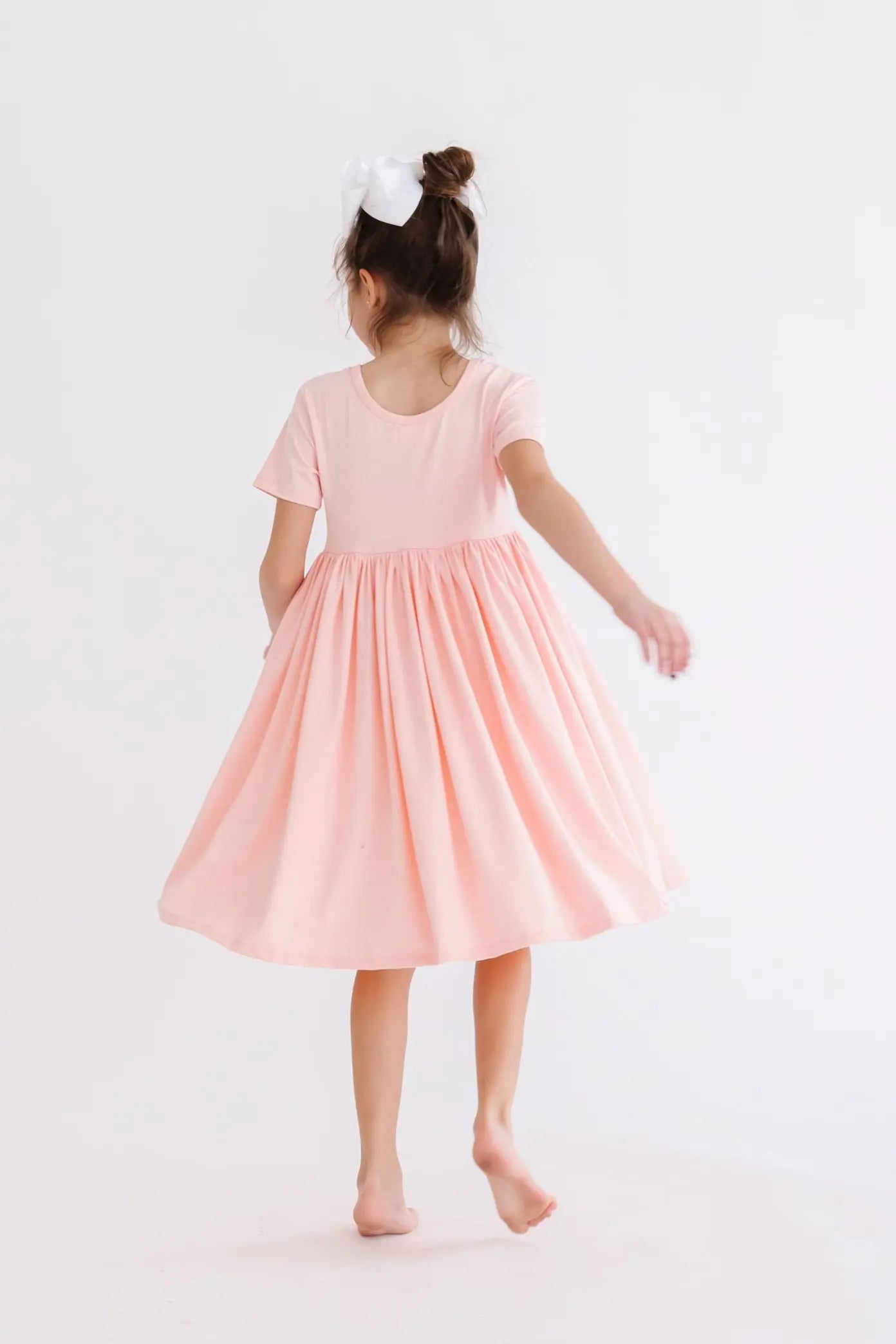 Peach Short Sleeve Pocket Twirl Dress for Cute Toddlers Mila & Rose ® Everetts Place: Online Boutique