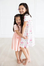 Peach Short Sleeve Pocket Twirl Dress for Cute Toddlers Mila & Rose ® Everetts Place: Online Boutique