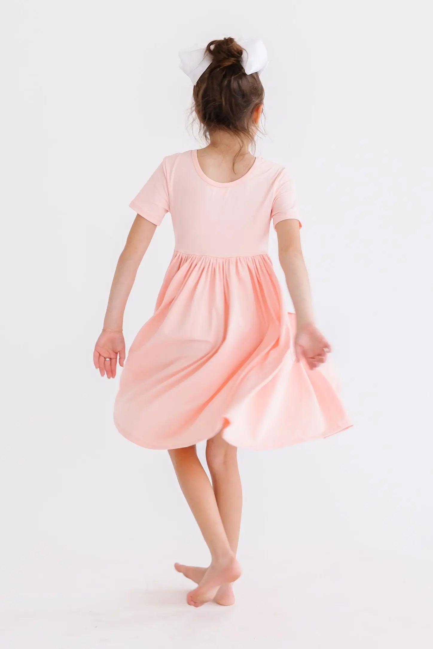 Peach Short Sleeve Pocket Twirl Dress for Cute Toddlers Mila & Rose ® Everetts Place: Online Boutique