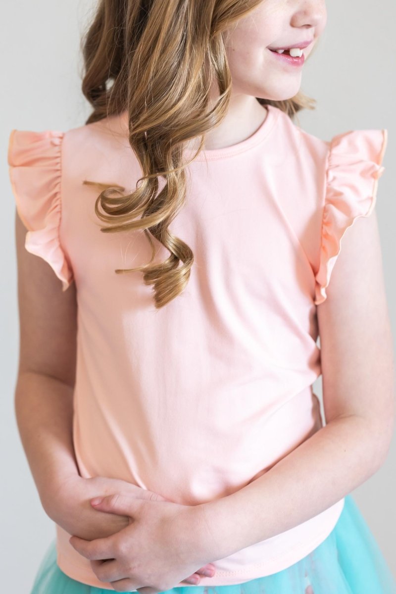 Mila & Rose ® Peach Short Sleeve Ruffle Tee For Girls Mila And Rose - Everetts Place Boutique - 