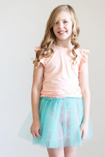 Mila & Rose ® Peach Short Sleeve Ruffle Tee For Girls Mila And Rose - Everetts Place Boutique - 