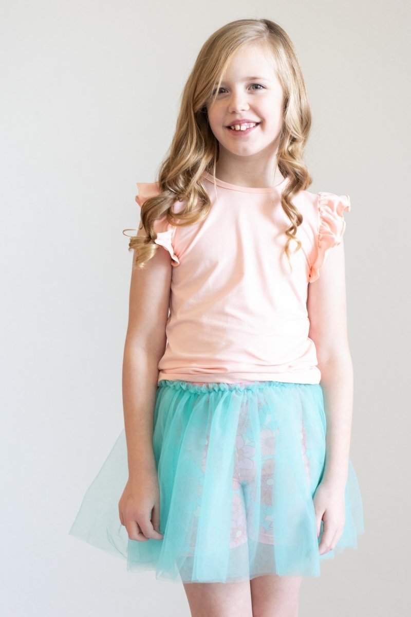 Mila & Rose ® Peach Short Sleeve Ruffle Tee For Girls Mila And Rose - Everetts Place Boutique - 