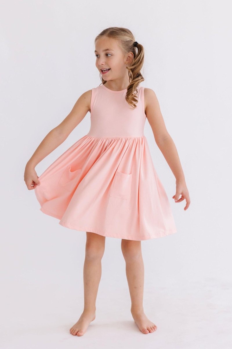 Mila & Rose ® Peach Tank Pocket Twirl Dress For Toddlers Everyday Comfort - Everetts Place Boutique - 
