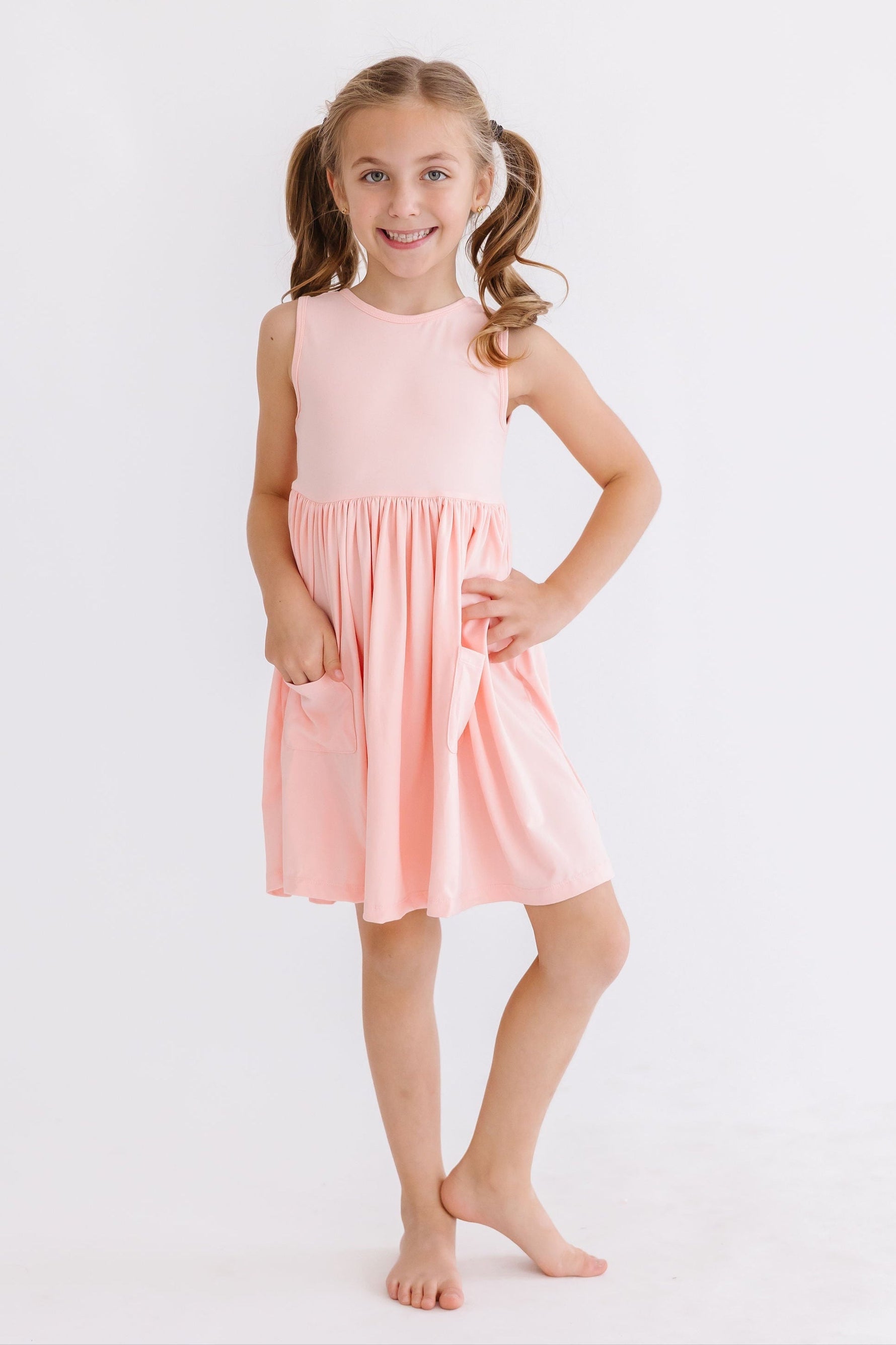 Peach Tank Pocket Twirl Dress For Toddlers Everyday Comfort Mila & Rose ® Everetts Place: Online Boutique