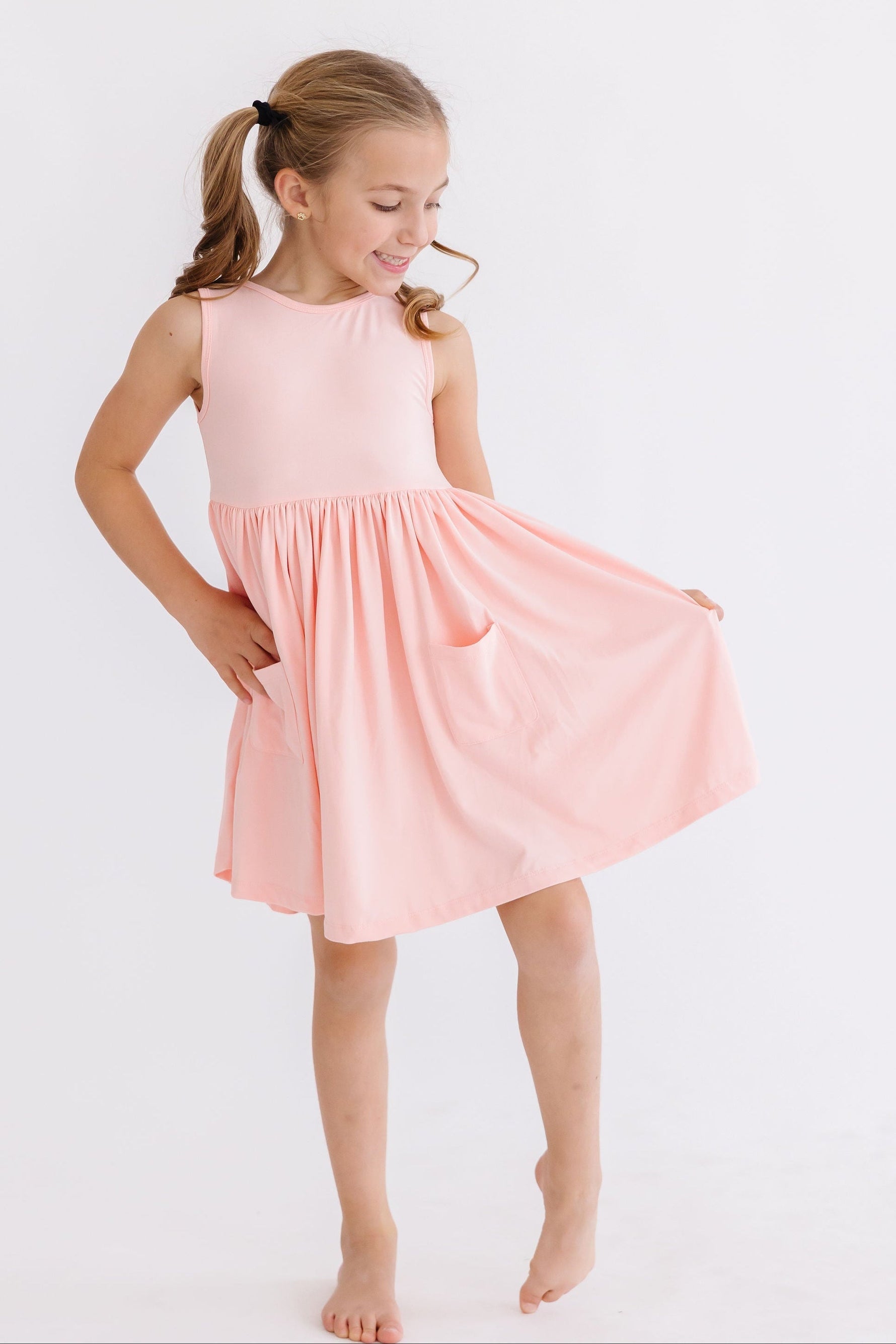 Peach Tank Pocket Twirl Dress For Toddlers Everyday Comfort Mila & Rose ® Everetts Place: Online Boutique