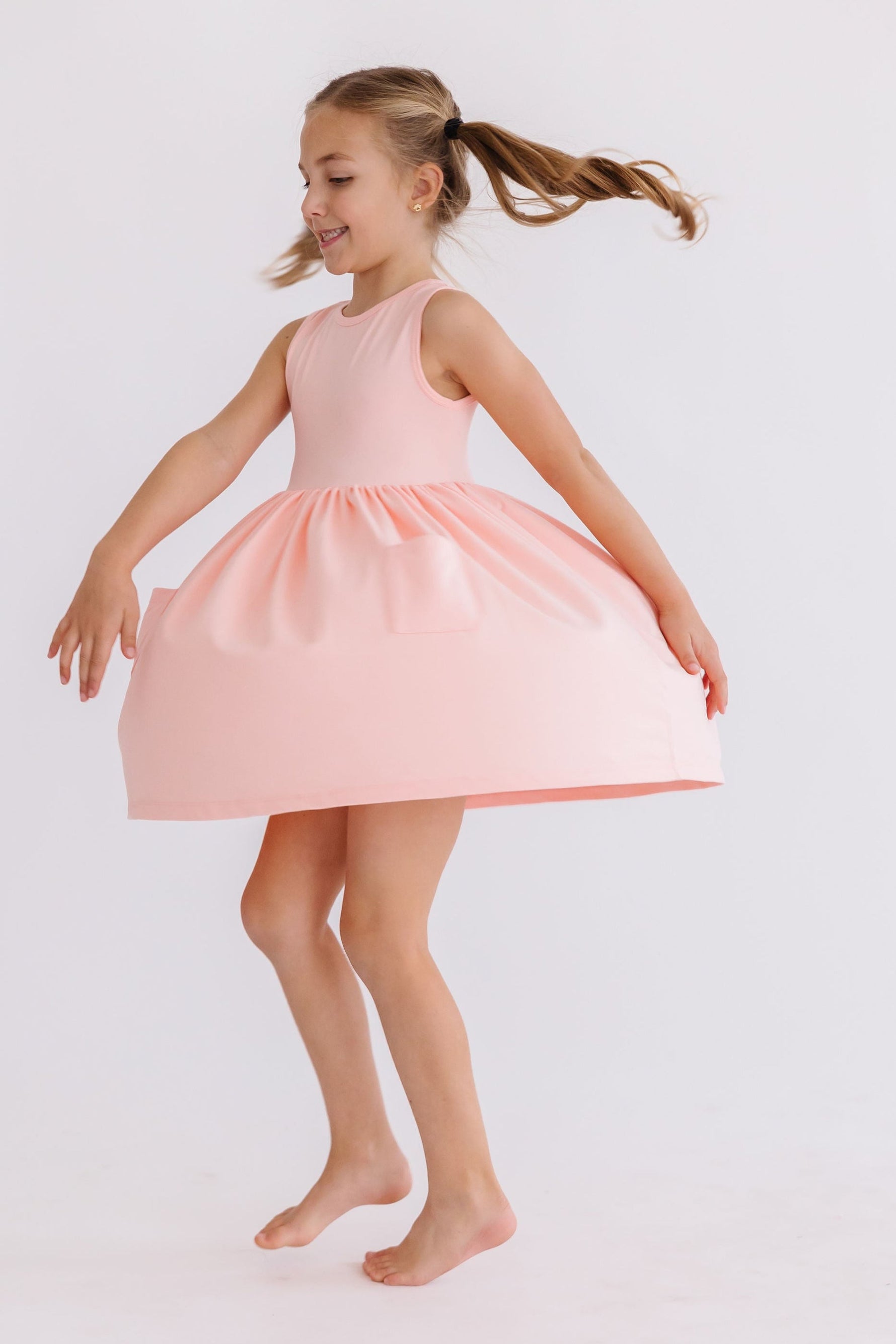 Peach Tank Pocket Twirl Dress For Toddlers Everyday Comfort Mila & Rose ® Everetts Place: Online Boutique