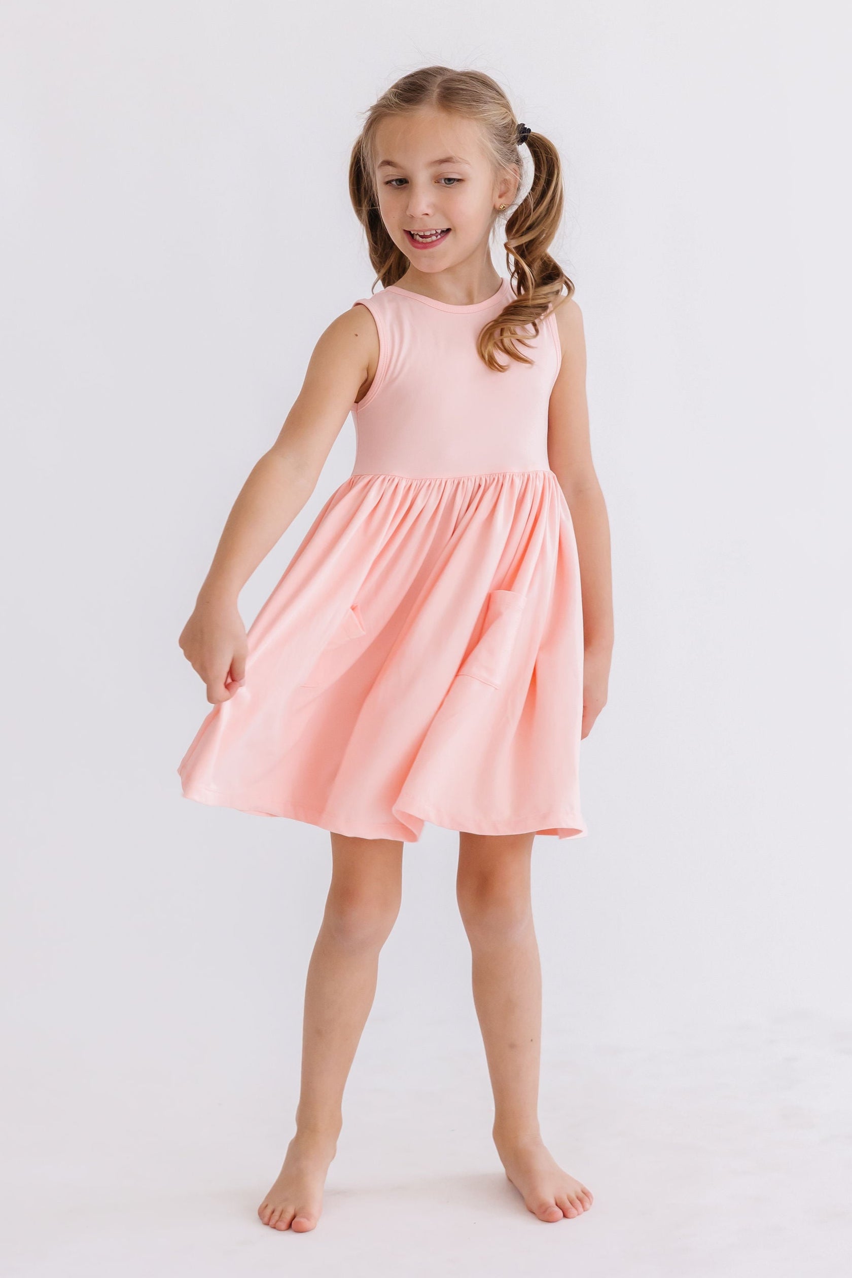 Peach Tank Pocket Twirl Dress For Toddlers Everyday Comfort Mila & Rose ® Everetts Place: Online Boutique
