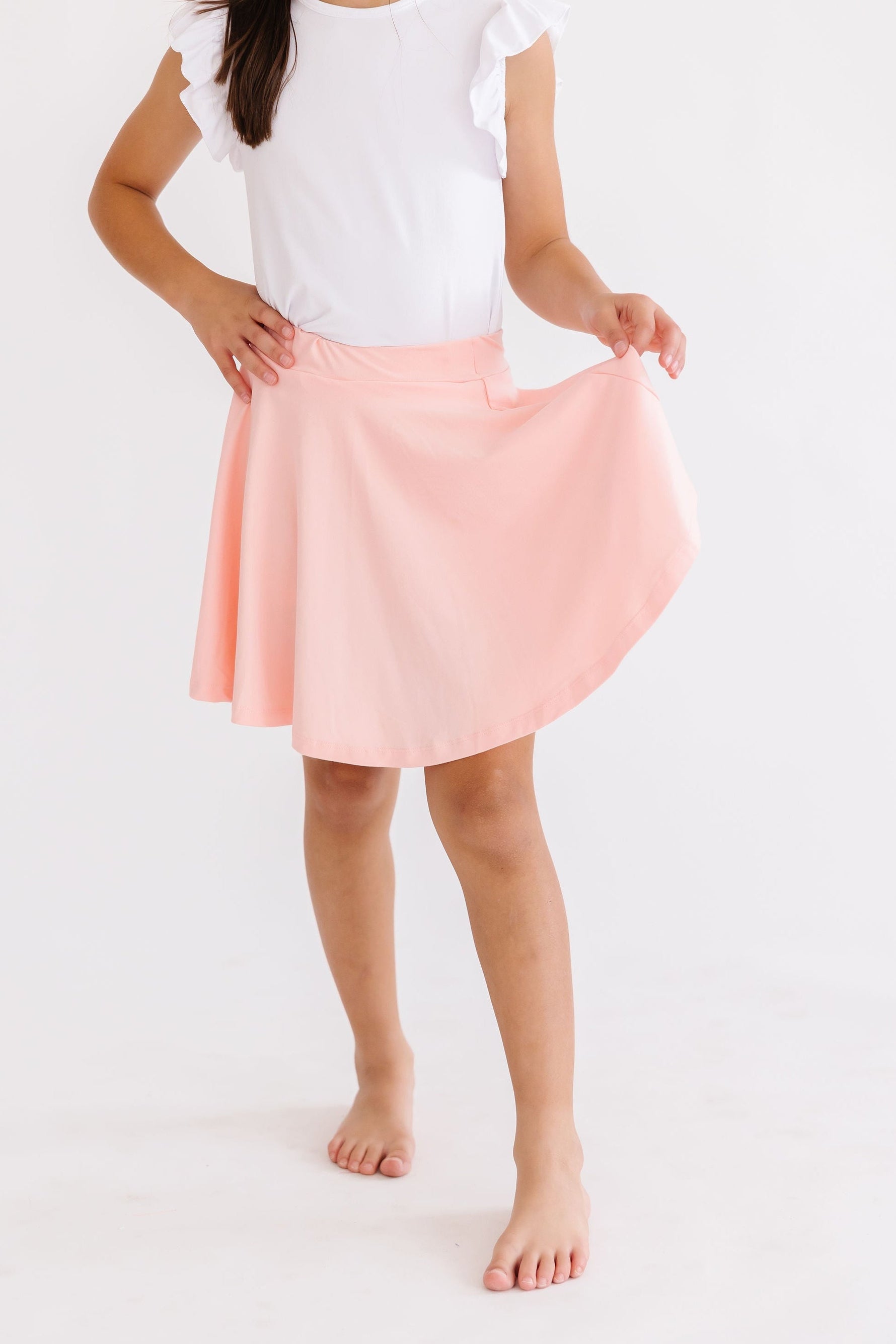 Peach Twirl Skort With Attached Shorts For Girls On The Go Mila & Rose ® Everetts Place: Online Boutique