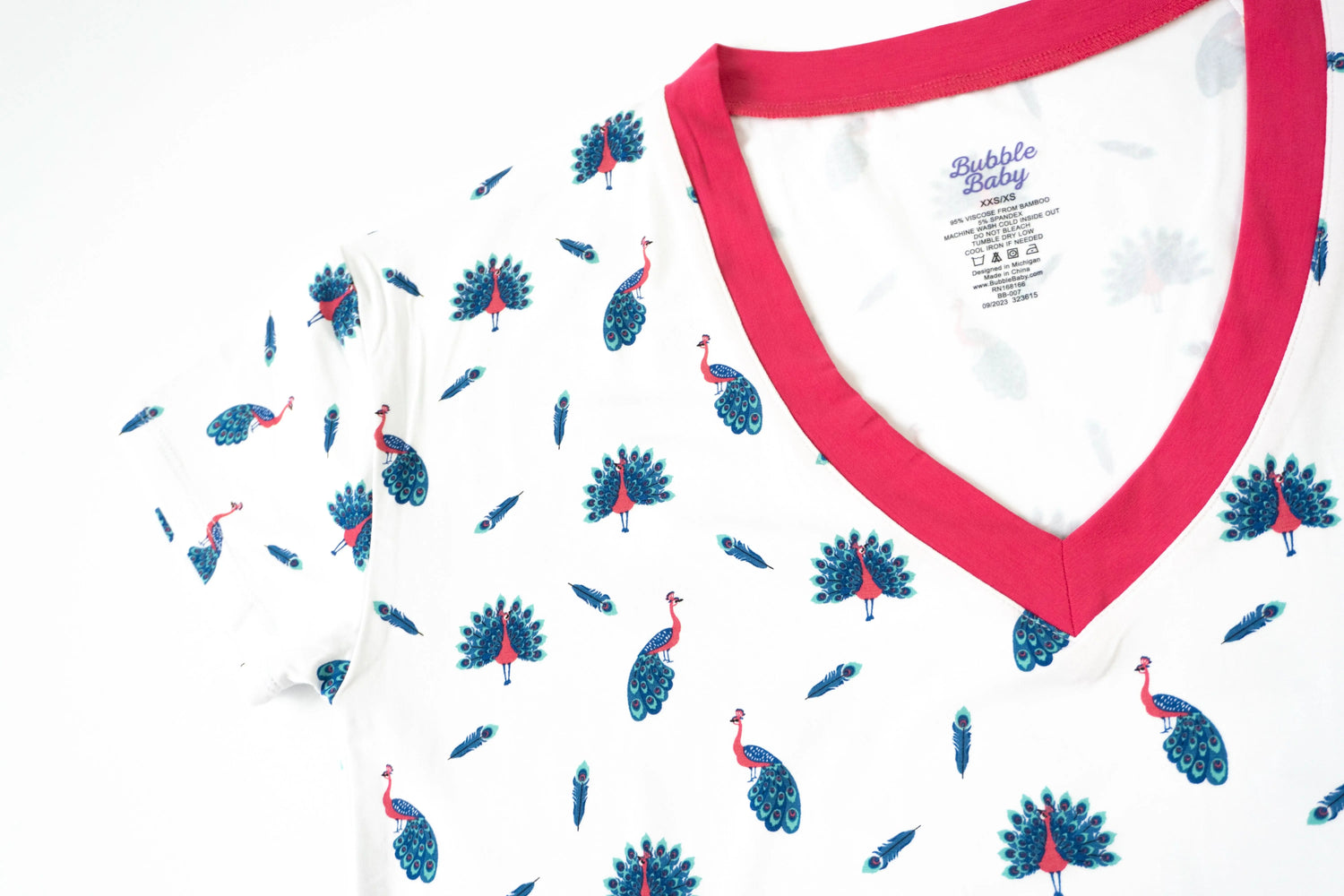 Bubble Baby Peacock | Adult V Neck - 