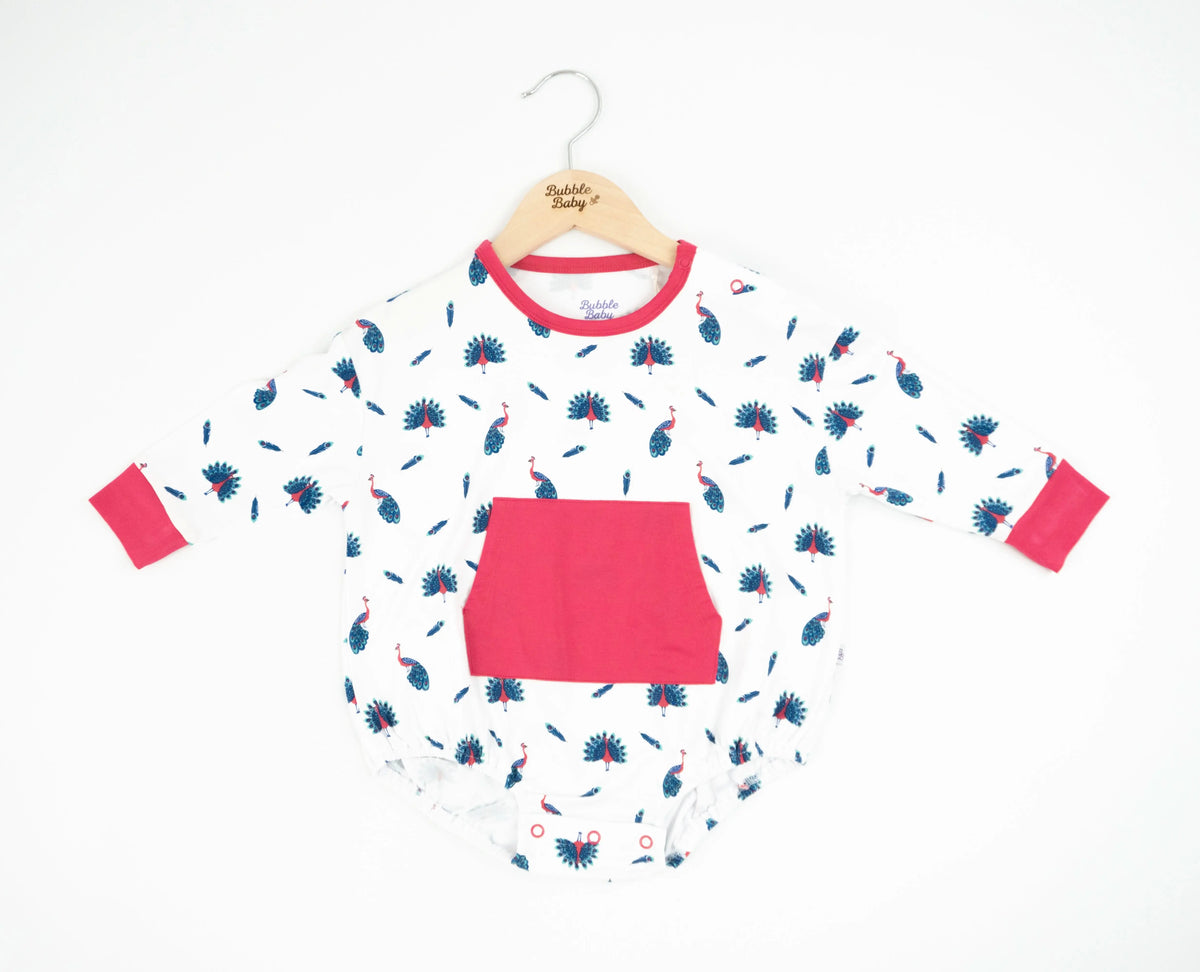 Bubble Baby Peacock | Long Sleeve Bubble Romper - 