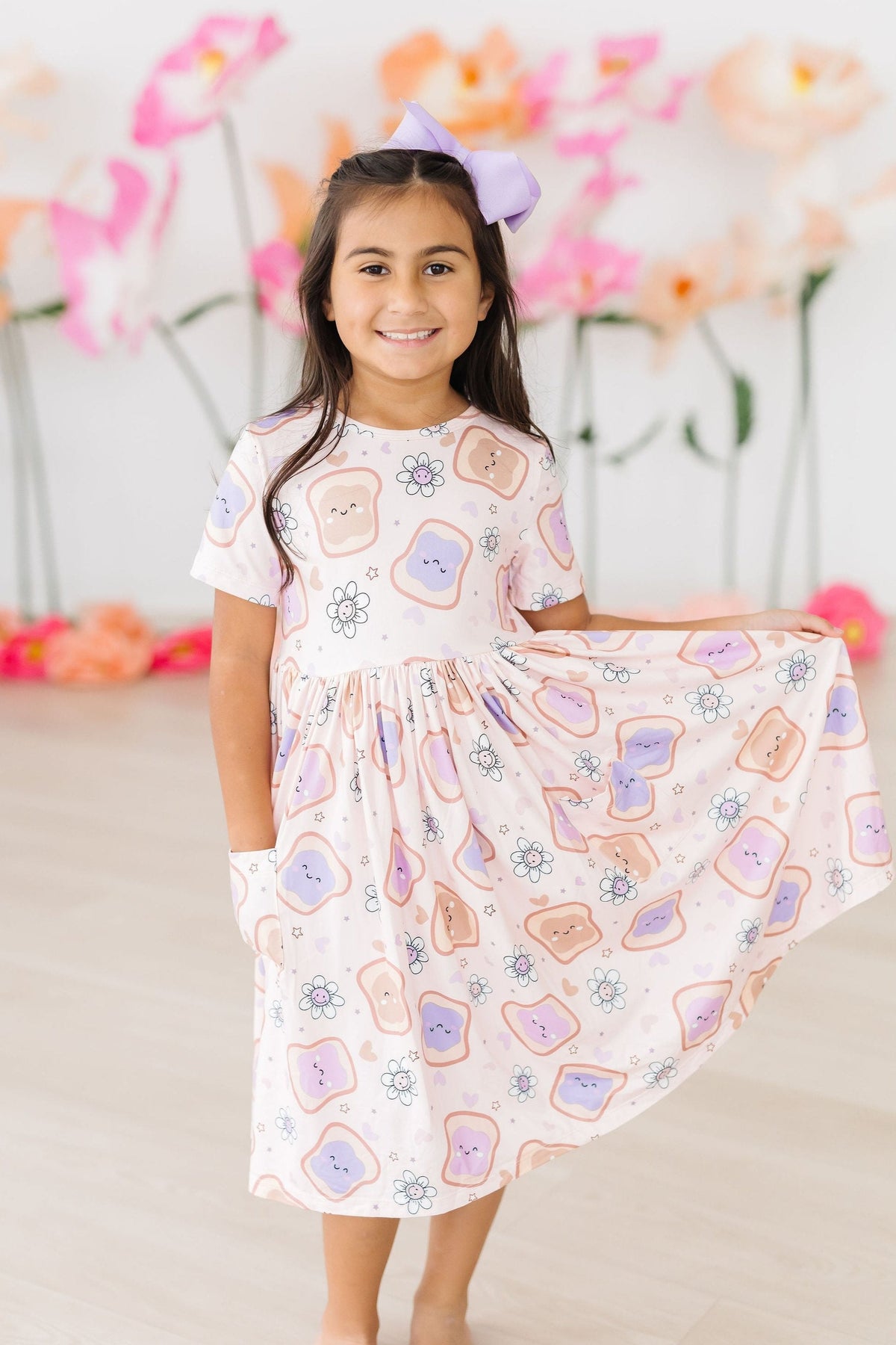Peanut Butter Jelly Time S/S Pocket Twirl Dress by Mila & Rose ® at Everetts Place