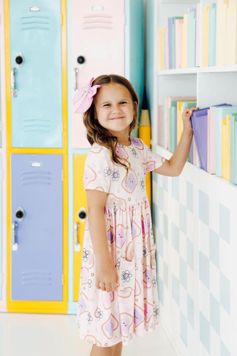 Mila & Rose ® Peanut Butter Jelly Time Short Sleeve Pocket Twirl Dress - Everetts Place Boutique - 