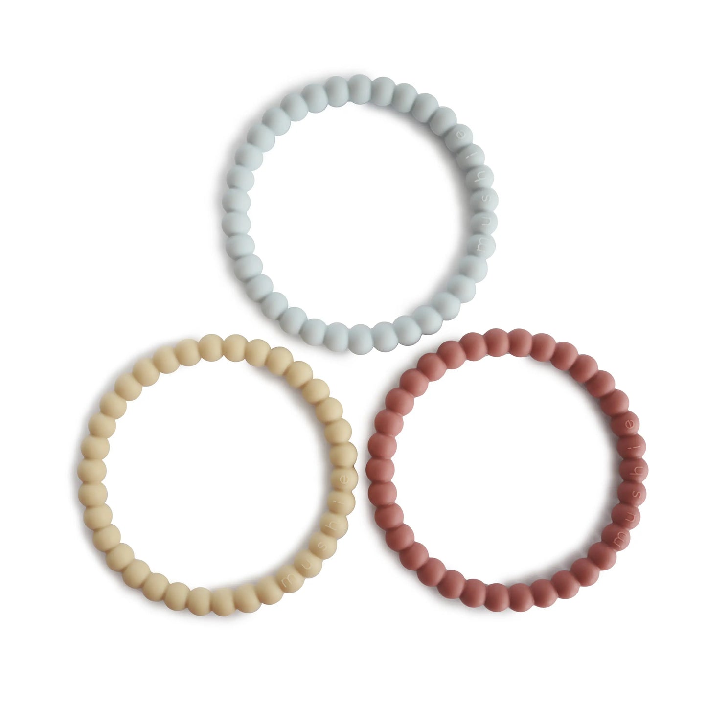 Pearl Teether Bracelet for Babies Non-Toxic Food-Grade Silicone Easy Grip Soothing Accessory Mushie Everetts Place: Online Boutique