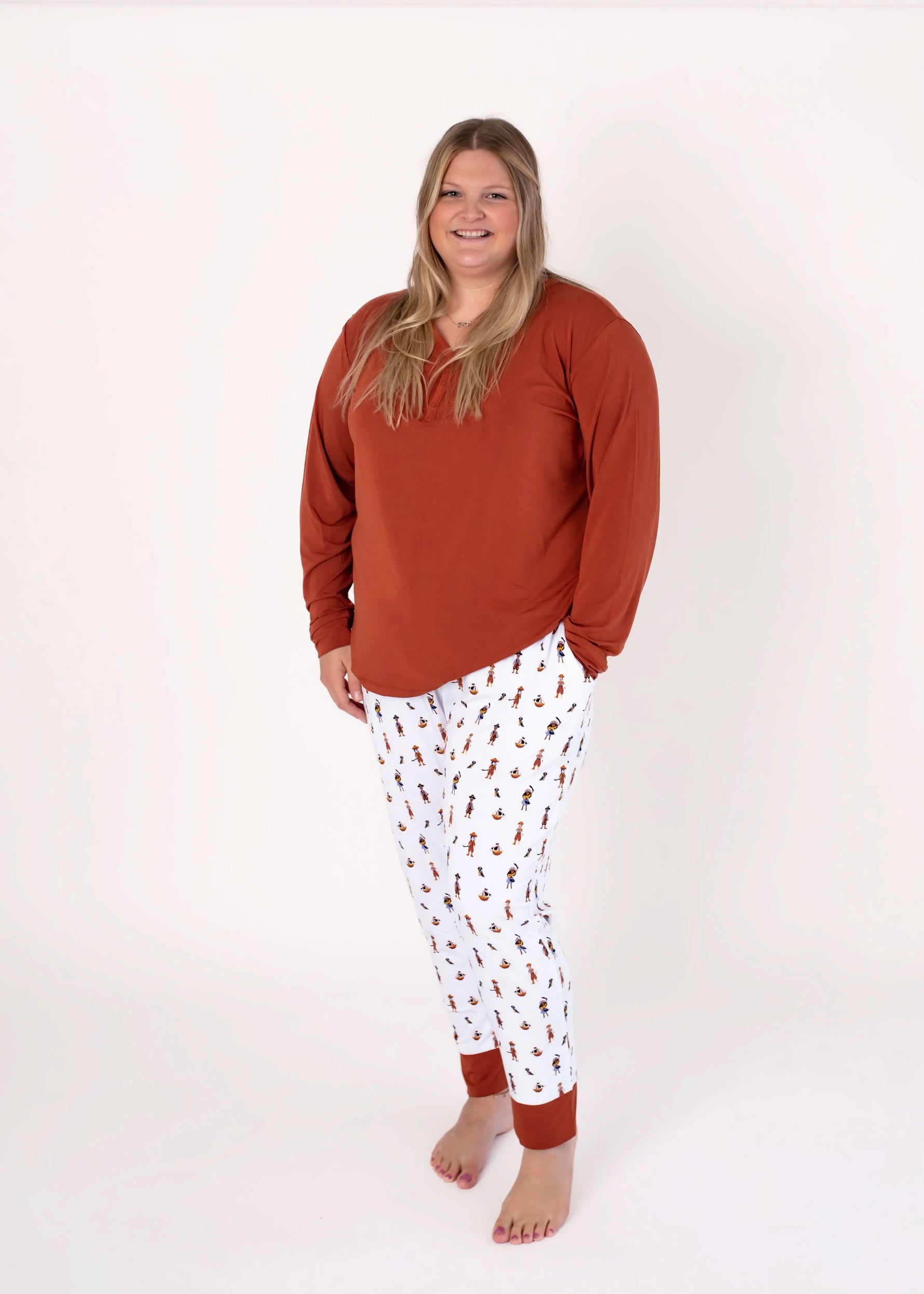 Bubble Baby Pecan | Adult Long Sleeve Henley - 