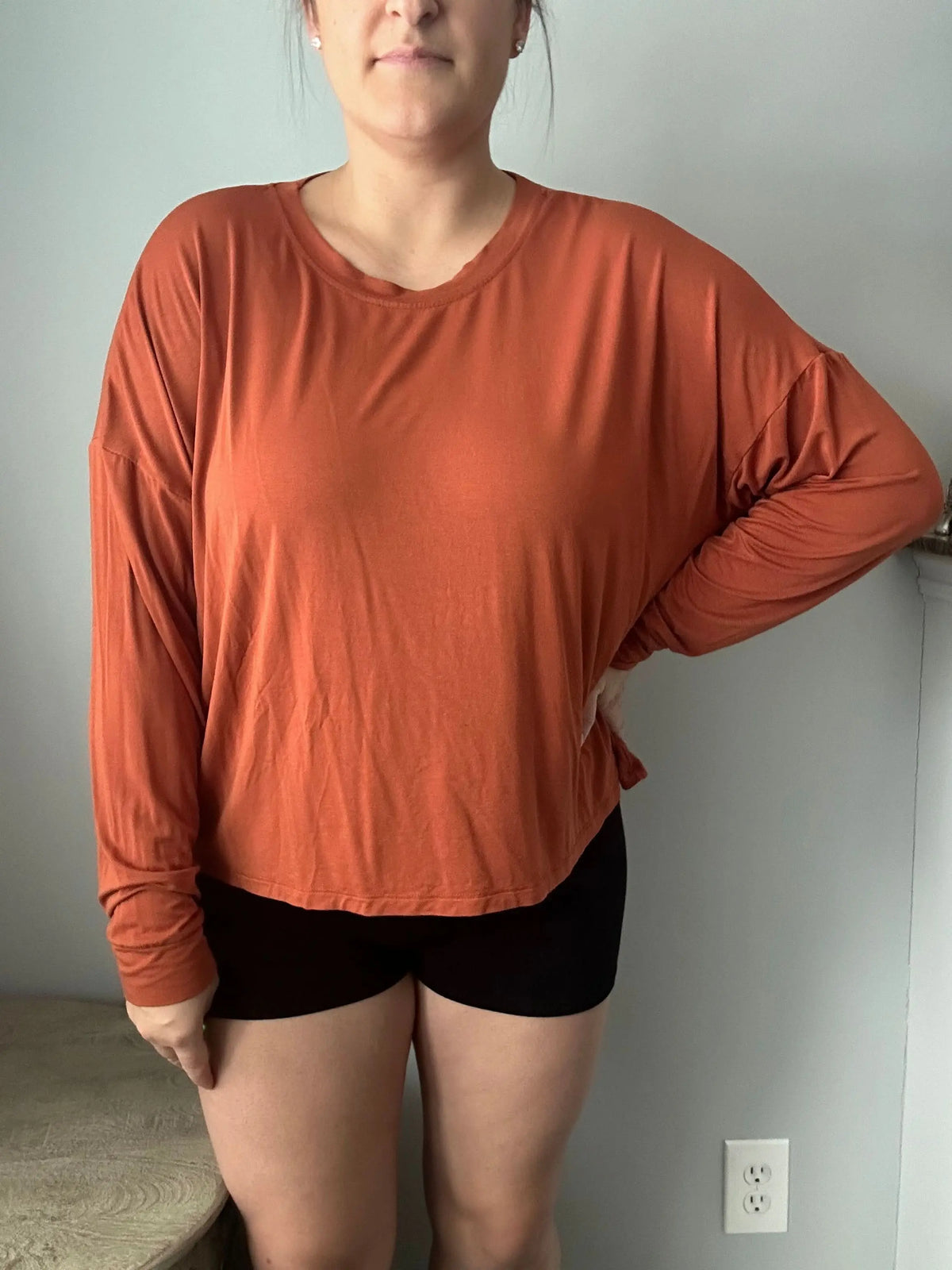 Pecan | Adult Long Sleeve Lounge Top - Sleeve, Shoulder, Neck, Fashion, Elbow | Everetts Place