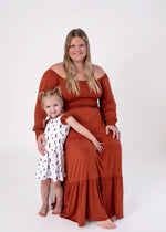 Bubble Baby Pecan | Adult Long Sleeve Smocked Dress - 