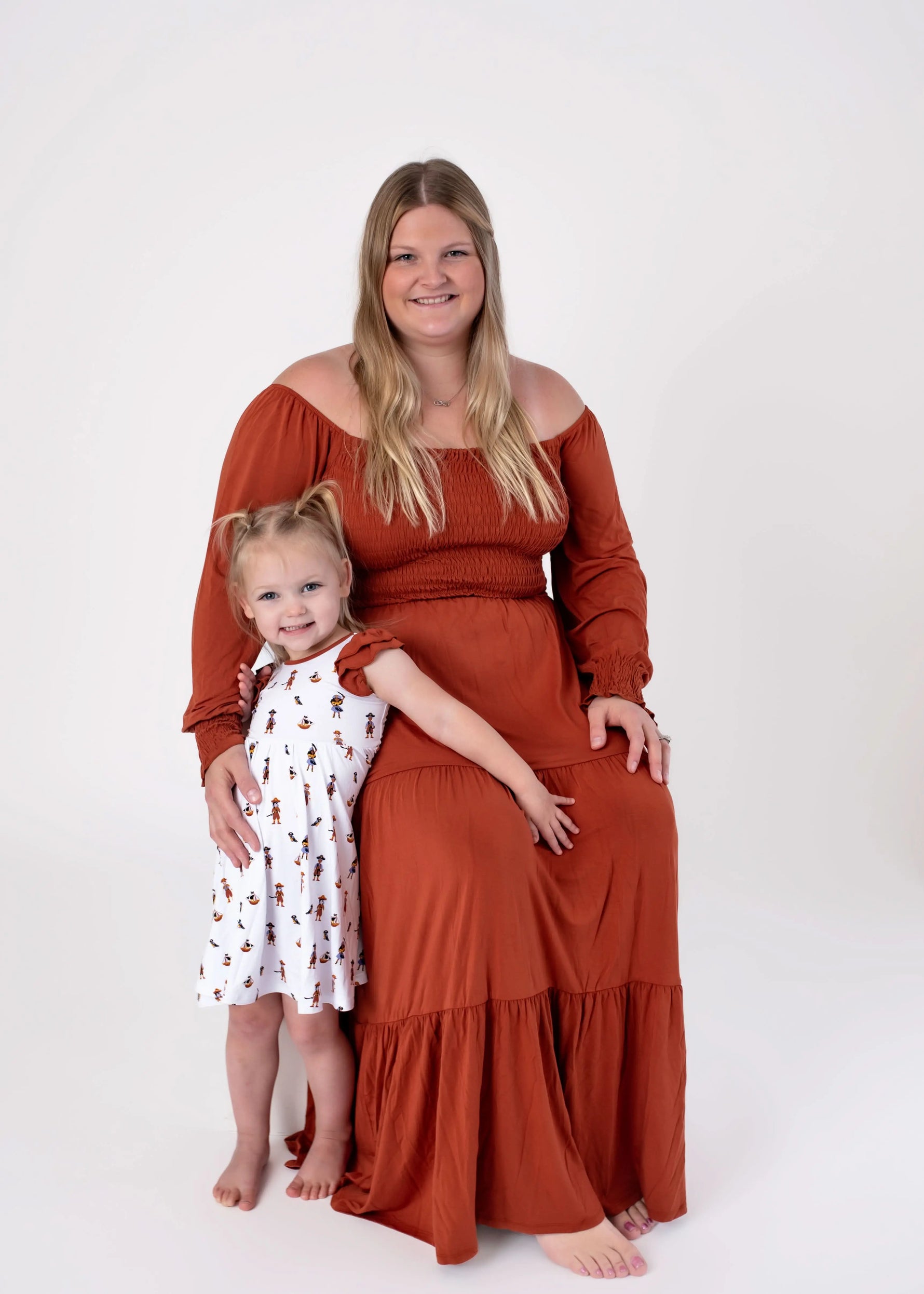 Bubble Baby Pecan | Adult Long Sleeve Smocked Dress - 