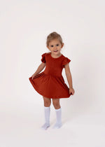 Bubble Baby Pecan | Flutter Bodysuit Dress - 